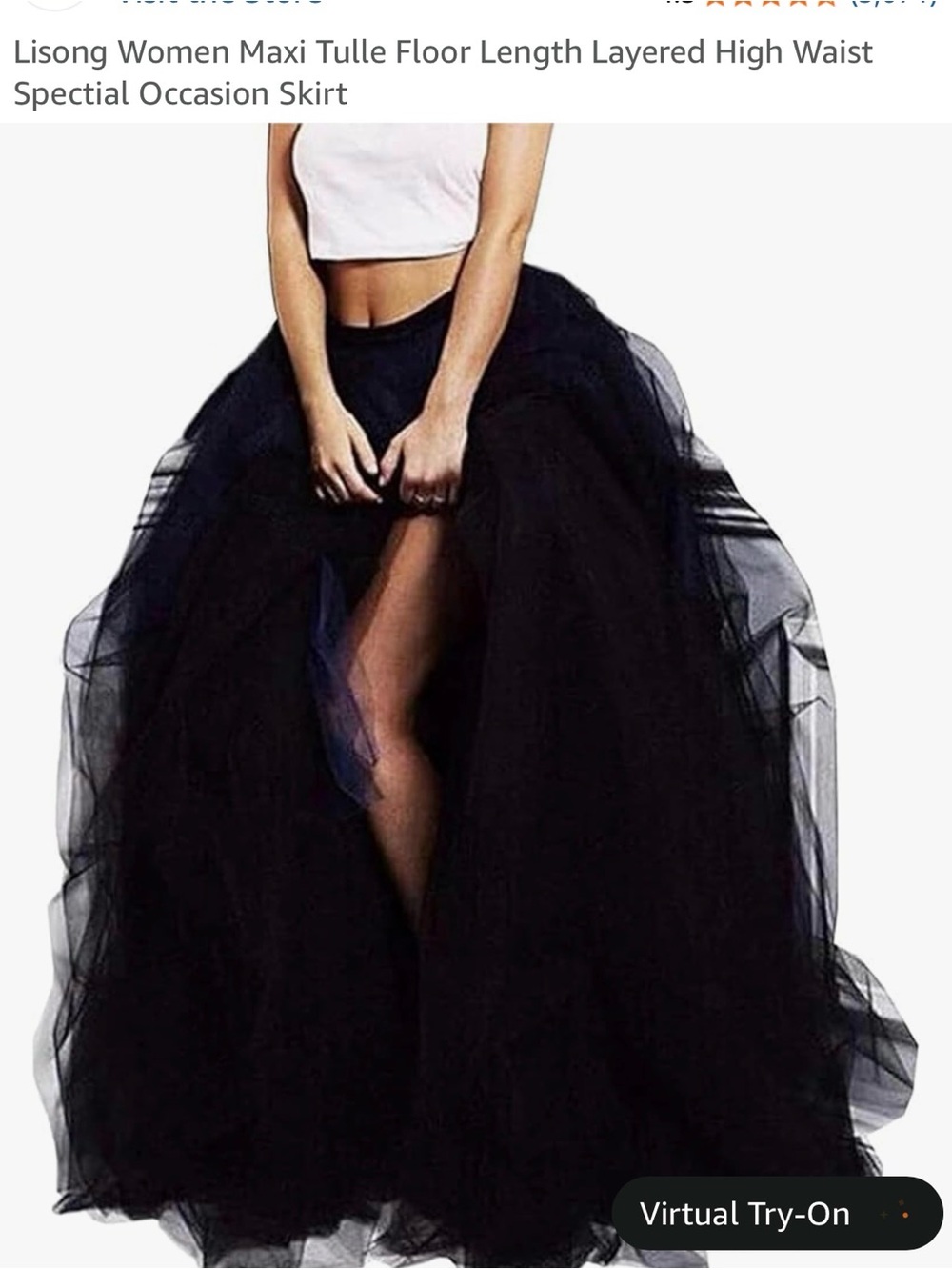 Black Maxi Tulle Layered High-Waist Skirt